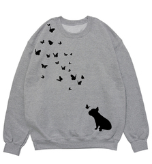 Свитшот "Французский бульдог и бабочки"