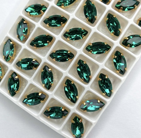 Кристалл премиум, цвет Emerald, размер 5х10 мм, в оправе