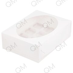 Коробка под капкейки с окном 320*235*100 мм (12) (белая), 10шт