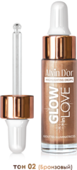 Alvin D`or HL-03 Жидкий хайлайтер GLOW in LOVE drop  тон 02 бронзовый  15мл