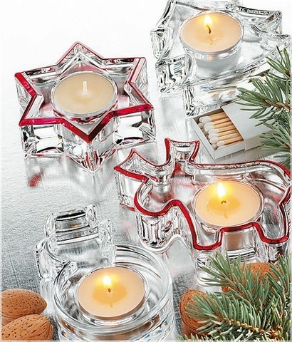 Crystal Christmas Votive Star Red