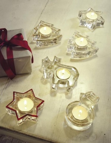 Crystal Christmas Votive Star Red