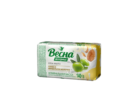 Весна Крем-Мыло туалет.Ассорти (роза.алоэ.олива и миндаль молочко итд) 90гр