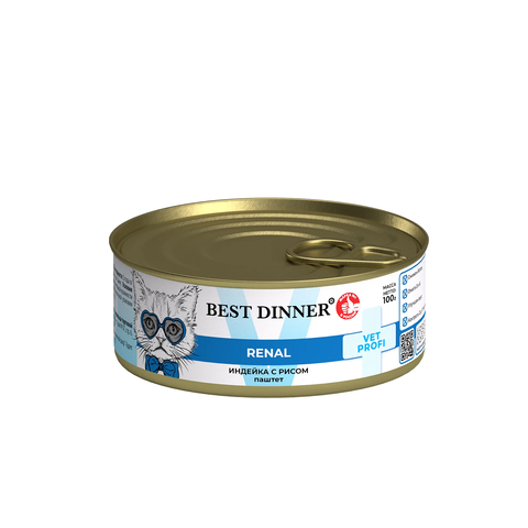Best Dinner Exclusive Vet Profi Renal Индейка с рисом (упаковка 12 шт * 100 г)