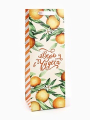 Пакет подарочный под бутылку, «Апельсины», 13*36*10 см (Д*В*Ш)