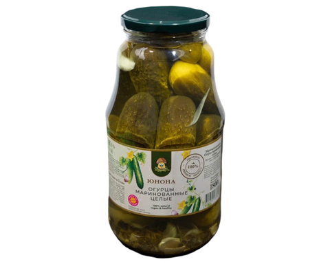 Огурцы маринованные 9-12 1800г ст/б Юнона