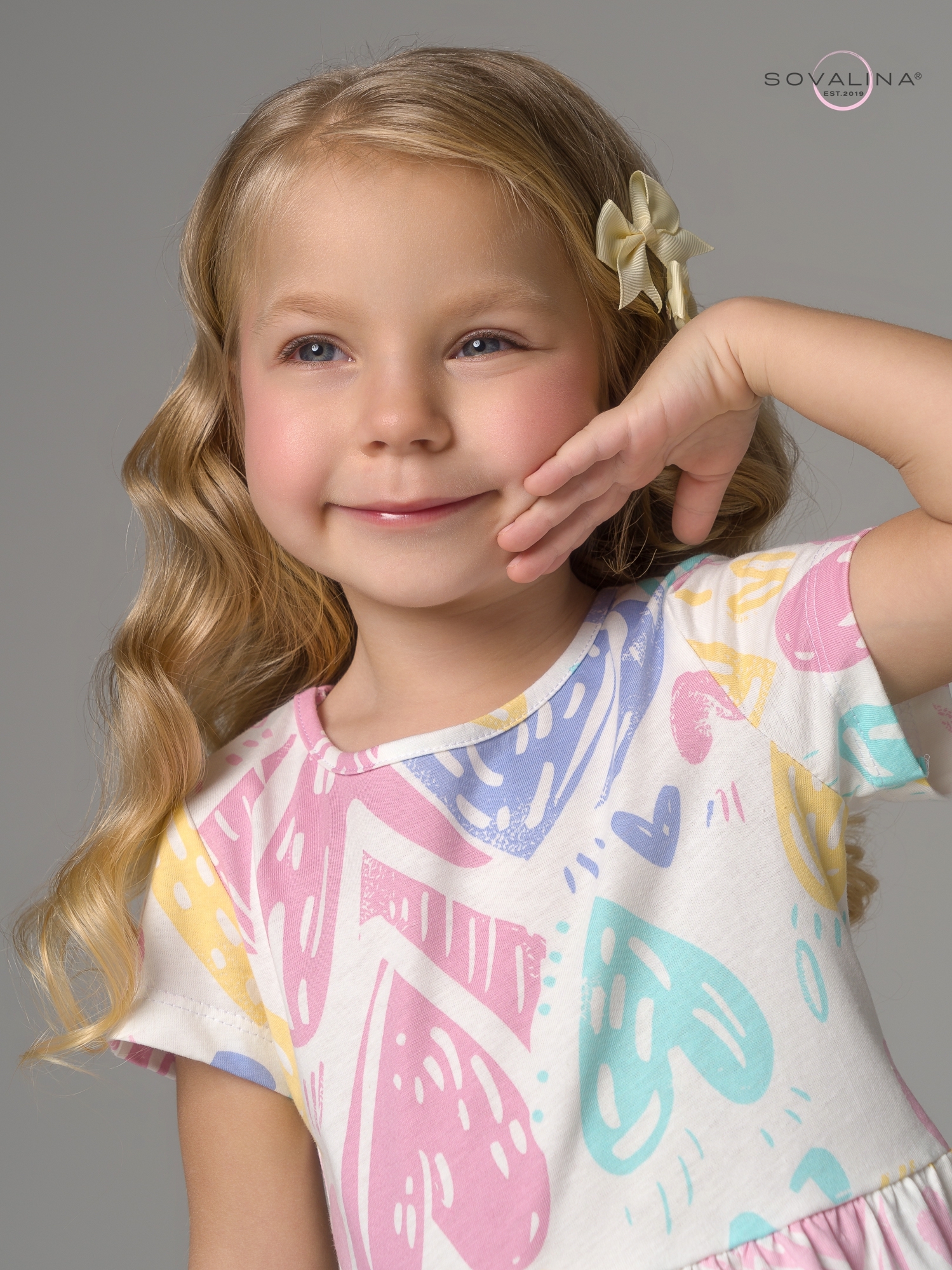 Платье Лето акварельные сердечки