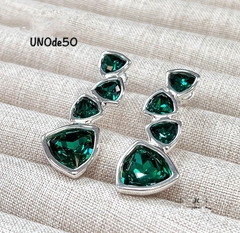 Серьги UNOde50 с треугольными вставками длинные