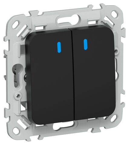 FLITE Выключ. 2-кл. прох. с инд. 10А ВС62-1-1-ФлЧ чер. IEK