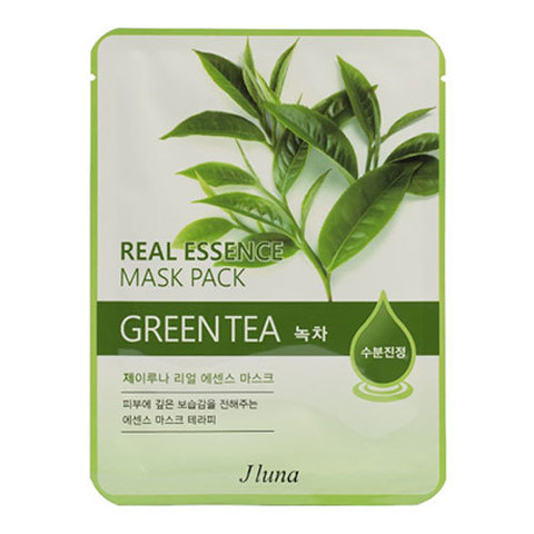 Juno Real Essence Mask Pack Green Tea - Маска тканевая с зеленым чаем