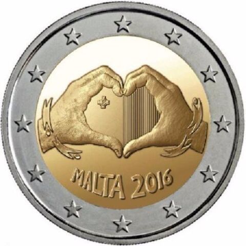 2 евро 2016 Мальта - Дети и солидарность: Любовь (сердце)