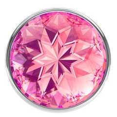 Большая серебристая анальная пробка Diamond Pink Sparkle Large с розовым кристаллом - 8 см. - 