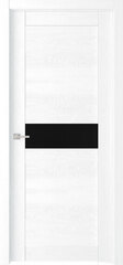 Межкомнатная дверь Мюнхен 04 ДО / Цвет Ясень сноу / Стекло "Лакобель черное" / Двери Верда