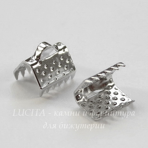 Концевик для лент 8 мм (цвет - платина), 10 штук
