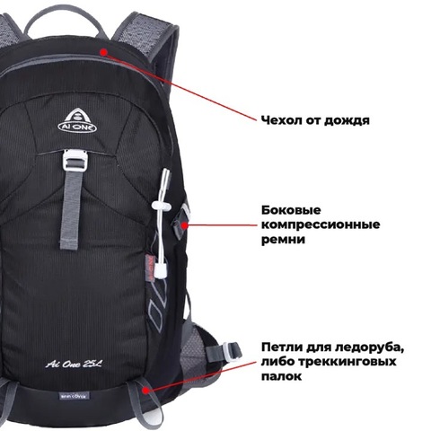 Картинка рюкзак туристический Ai One 1751 Black - 2