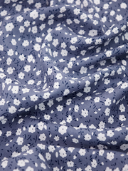 Ткань штапель принт Цветы белые мелкие на темно-сером, 92 гр/м2, ш. 150 см