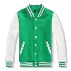 Куртка бомбер зеленый со светло-серыми рукавами