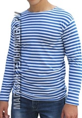 Купить недорого тельняшку с начесом с голубой полосой - Магазин тельняшек.ру 8-800-700-93-18НАЧЕС Тельняшка футер 220 гр/м ВДВ (голубая полоса) 100% хлопок в Магазине тельняшек