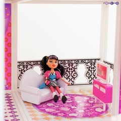 PAREMO Трехэтажный угловой кукольный дом (6 комнат, 3 куклы) (PPCD116-07)