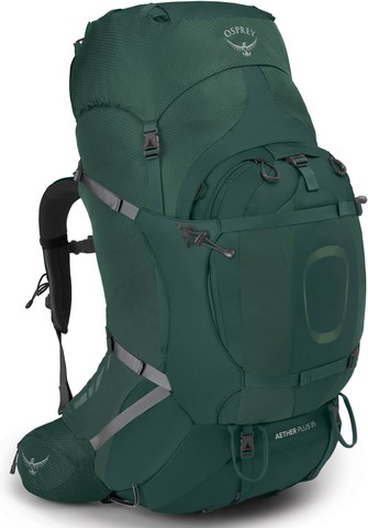 Картинка рюкзак туристический Osprey Aether Plus 85 axo green - 1