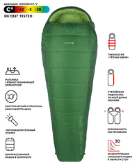 Спальный мешок Redfox Explorer -20C Long, 6261/ярко-зеленый/зеленый