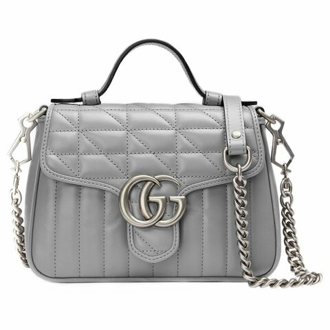 Мини-сумка Gucci GG Marmont с ручкой сверху темно-серый