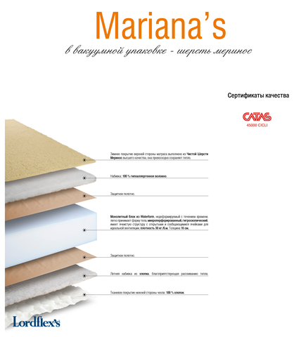 Матрас ортопедический Lordflex's Mariana's 90х190 до 140 кг в вакуумной упаковке