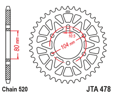 17606-43 звезда задняя (ведомая) алюминиевая, 520, AFAM (JTA478.43)