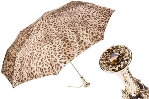 Зонт женский складной Pasotti - Leopard Folding Umbrella, Италия.