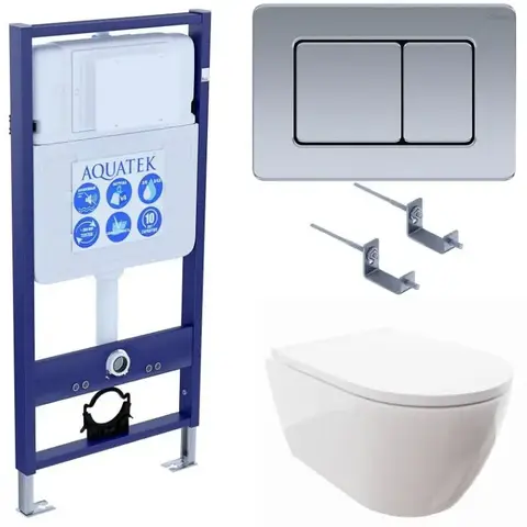 Aquatek SET Aquatek ПОЛАРИС-032 4в1 SET Aquatek ПОЛАРИС (рама Aquatek Standard INS-0000012+унитаз ПОЛАРИС AQ0700-00 с тонким сиденьем soft-close+ крепеж KKI-0000002 +панель KDI-0000032)