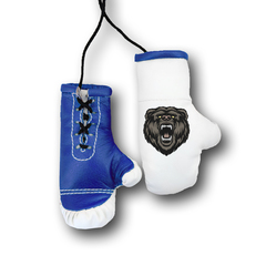 Перчатки боксерские комбинированные "Яростный медведь", белые с синим
