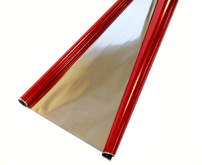 Упаковочная пленка металлизированная, Красный, 40 мкм, 70 см*7,5 м.