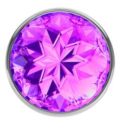 Большая серебристая анальная пробка Diamond Purple Sparkle Large с фиолетовым кристаллом - 8 см. - 