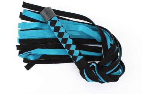 Черно-голубая замшевая плеть с ромбами на ручке - 58 см. - БДСМ Арсенал 54046ars