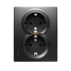 LESYA 705 4242 127 Розетка двойная с/з керам. черн. бархат матовый вставкой (10шт)120шт