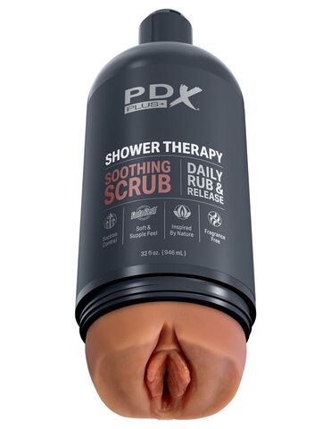 Мастурбатор-вагина цвета карамели Shower Therapy Soothing Scrub - Pipedream PDX Plus RD62222