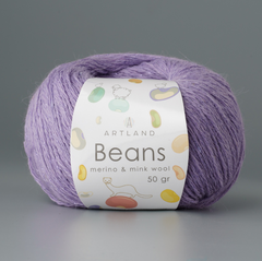 Пряжа "Beans", 5% шёлк, 20% мериносовая шерсть, 30% нейлон, 45% норка, 50гр-240м, (1уп=5шт), сирень