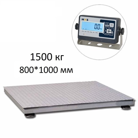 Весы платформенные MAS PM4P-1500-0810, 1500кг, 200/500гр, 800х1000, RS232 (опция), стойка (опция), с поверкой, выносной дисплей