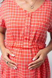 Платье для беременных 14798 красная клетка