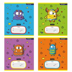 
          Тетрадь 12л., линия, Alingar, скрепка, блок офсет, 100% белизна, мелованный картон (стандарт), "Весёлые монстрики"