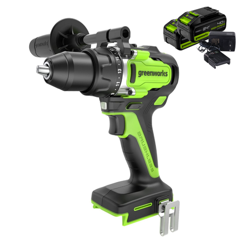 Дрель-шуруповерт Greenworks GD24DD90К4 24V (90Нм) аккумуляторная, с АКБ 2×4 А/ч и ЗУ