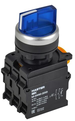 Переключатель с подсветкой 3 полож. 2NO синий MASTER IEK