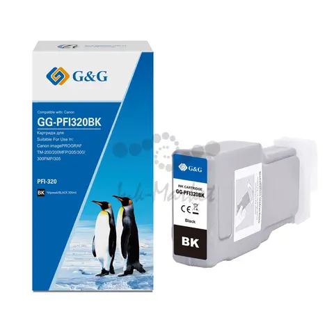 Картридж струйный G&G GG-PFI320BK PFI-320BK черный (300мл) для Canon imagePROGRAF TM-200, 200MFP, 205, 300, 300MFP, 305
