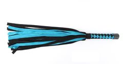 Черно-голубая замшевая плеть с ромбами на ручке - 58 см. - 