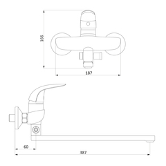 319500000 Palace Bit, смеситель для ванны/душа с универсальным изливом 350 мм, ручным душем