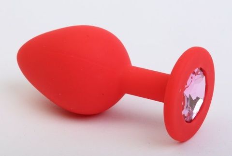 Красная силиконовая пробка с розовым стразом - 7,1 см. - 4sexdreaM 47403