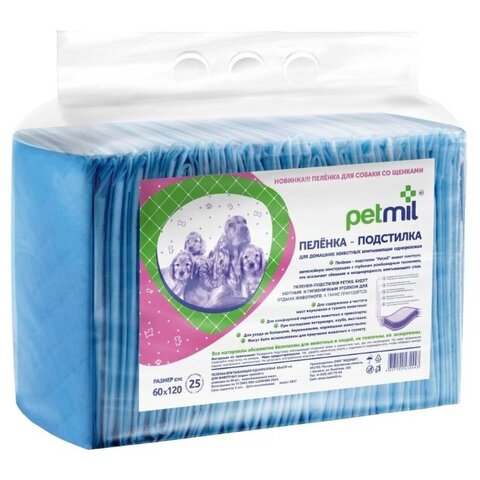 Petmil WC Пеленка 25 шт подстилка впитывающая 60x120 см