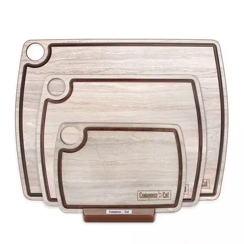 Набор разделочных досок на подставке 3шт ComposeEat Fashion травертин капучино