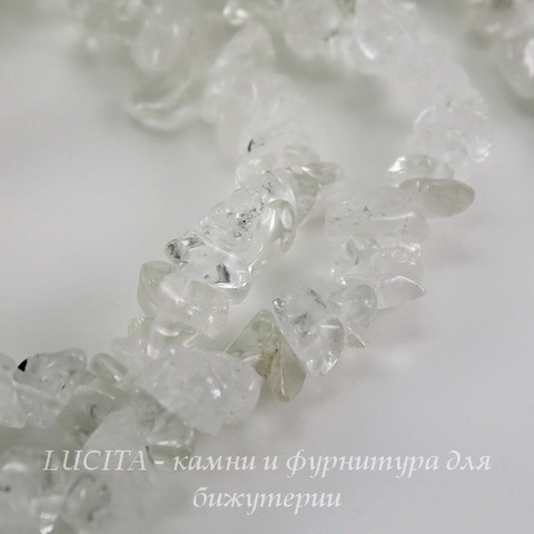 Бусина Хрусталь, крошка, цвет - прозрачный, 5-9 мм, нить