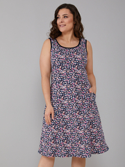 Платье П-012/темносиняя-полянка